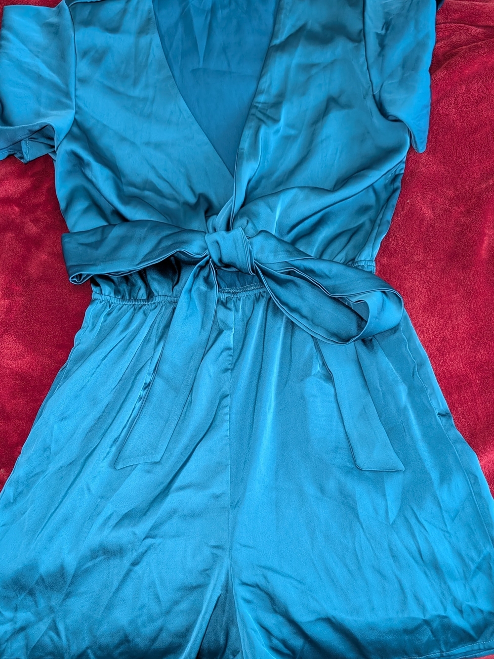 Teal Satin Romper